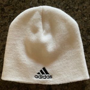 Adidas white beanie & Navy visor